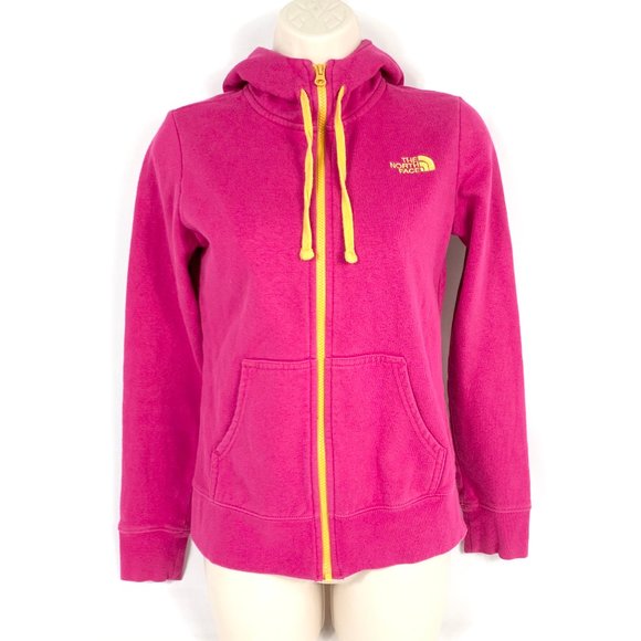 The North Face Women's Full-Zip Hoodie - Pink and Yellow, XS - Picture 1 of 10